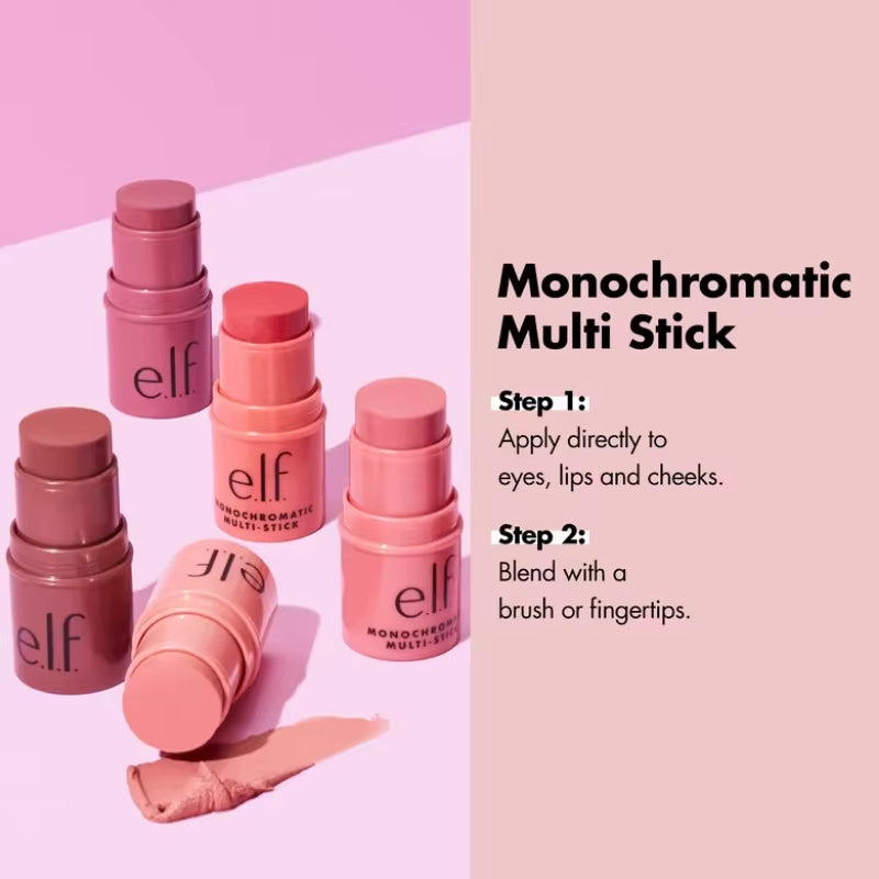 Elf 3-In-1 Multi-Purpose Makeup Stick 4.4G Blusher Stick Eyeshadow Cream Lipstick Long-Lasting Lip & Cheeks Makeup Cosmetics