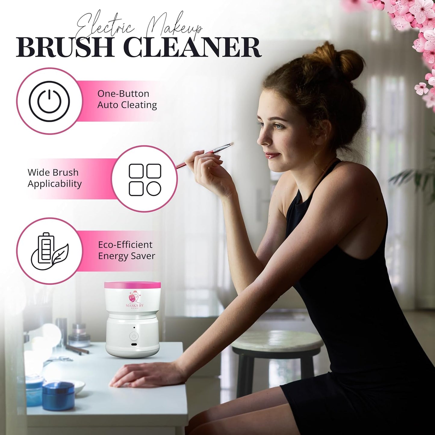 Electric Makeup Brush Cleaner Machine, Portable Automatic USB Cosmetic Brushes Cleaner Cleanser Tool for All Size Beauty Makeup Brush Set, Liquid Foundation, Contour, Eyeshadow, Blush Brush