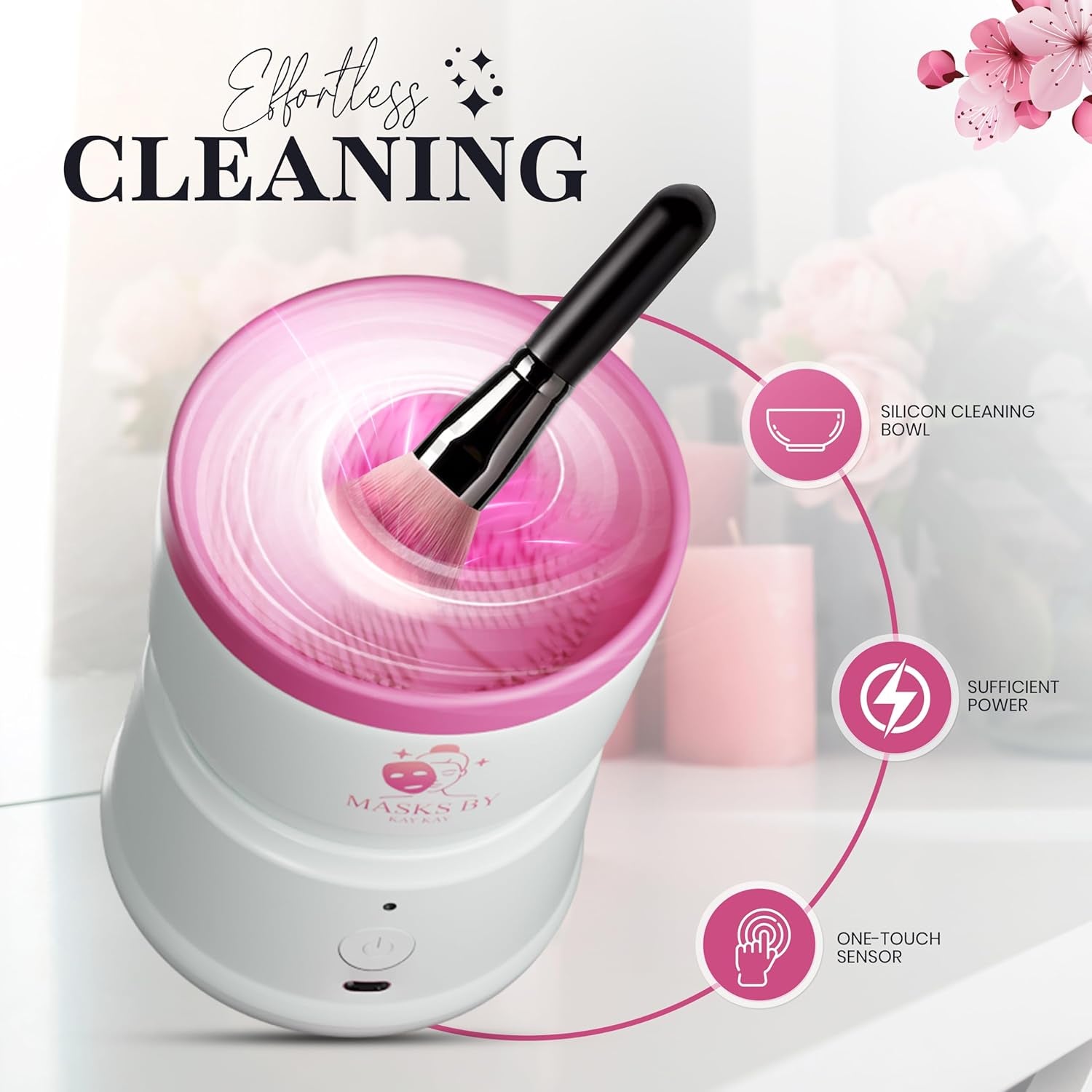 Electric Makeup Brush Cleaner Machine, Portable Automatic USB Cosmetic Brushes Cleaner Cleanser Tool for All Size Beauty Makeup Brush Set, Liquid Foundation, Contour, Eyeshadow, Blush Brush