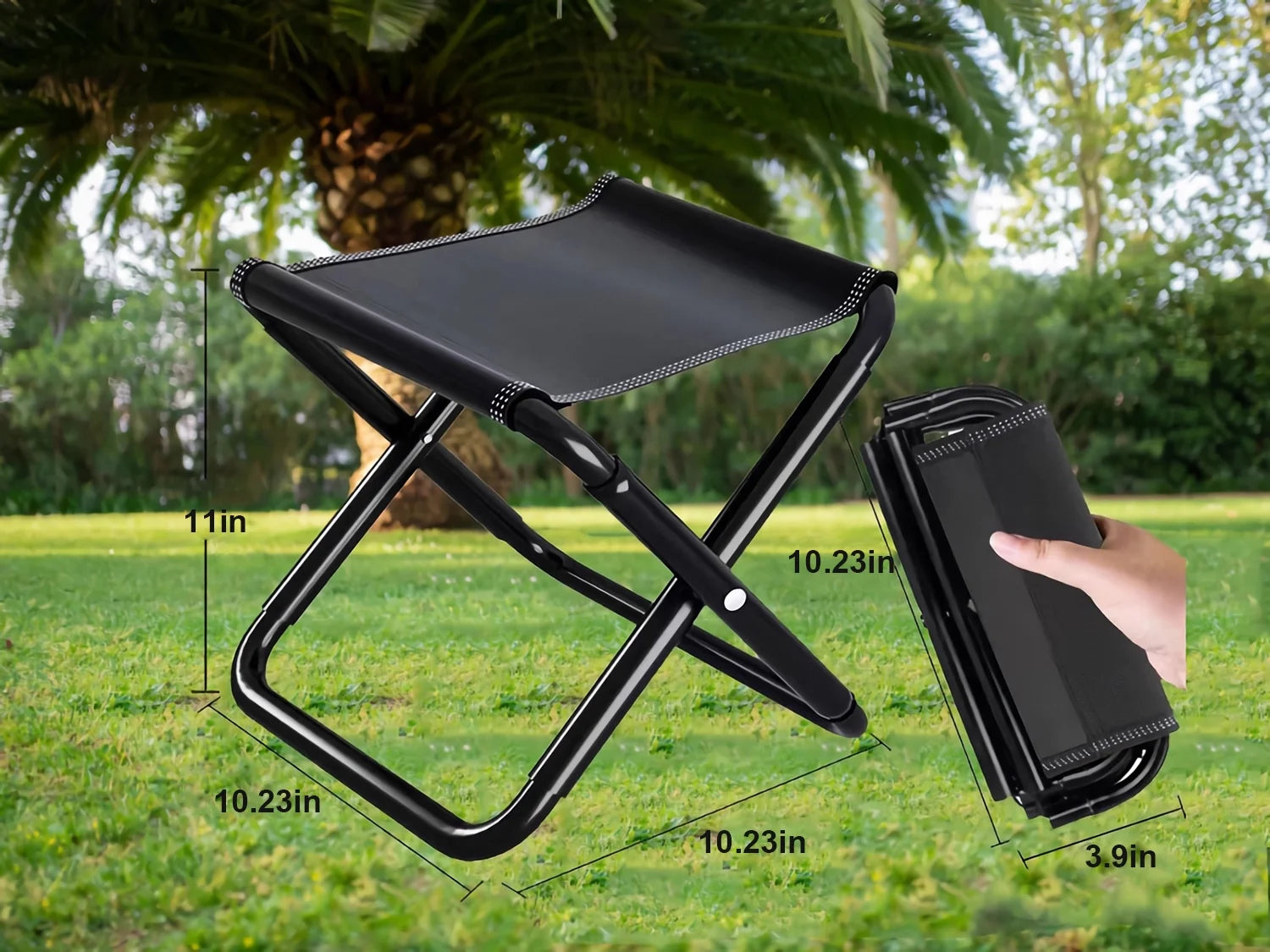 Folding Camping Stool , Portable Camping Chair,Lightweight Camping Chairs for Adult Outdoor Fishing BBQ Hiking Black