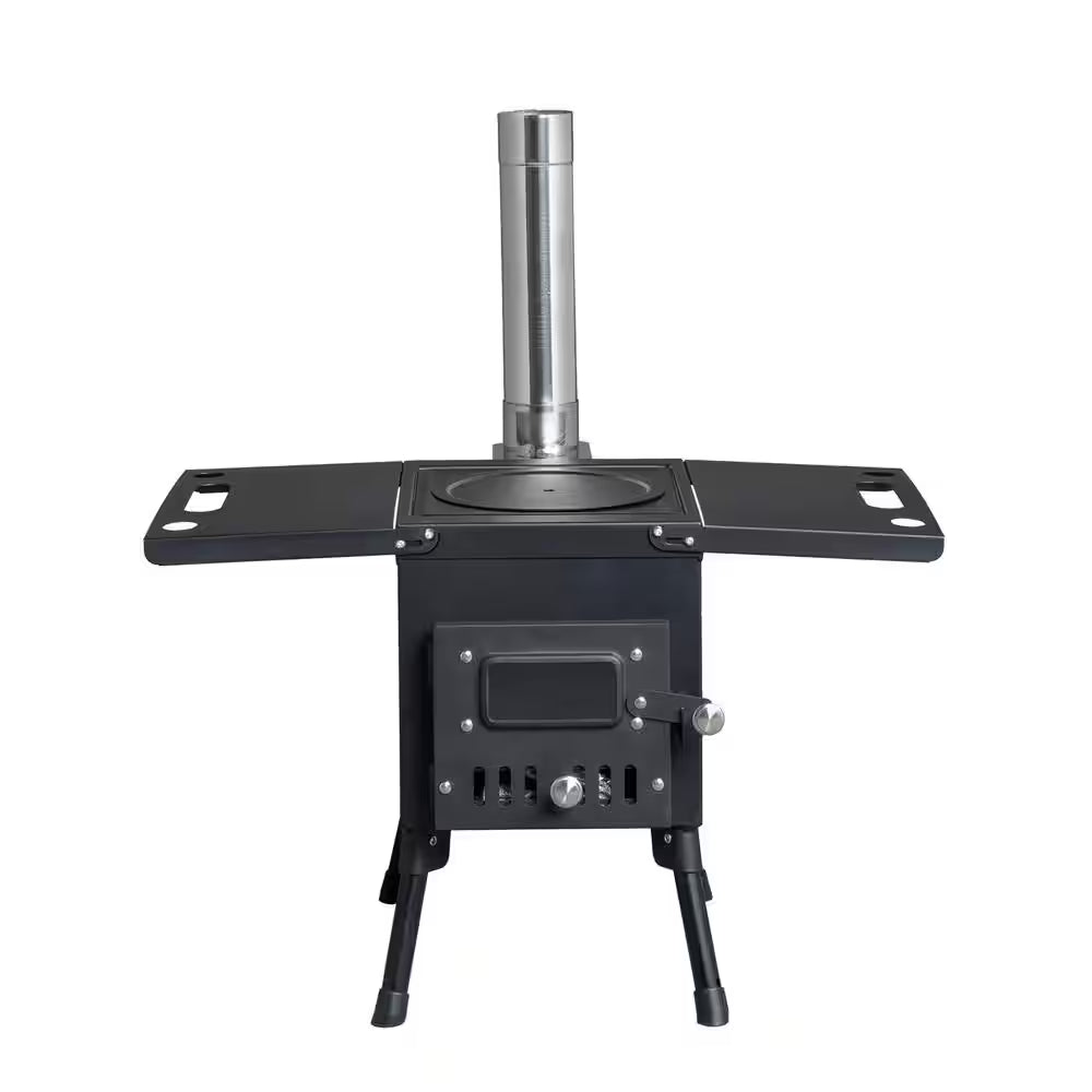 Wood Burning Steel Stove with Chimney for Camping Hiking Picnic