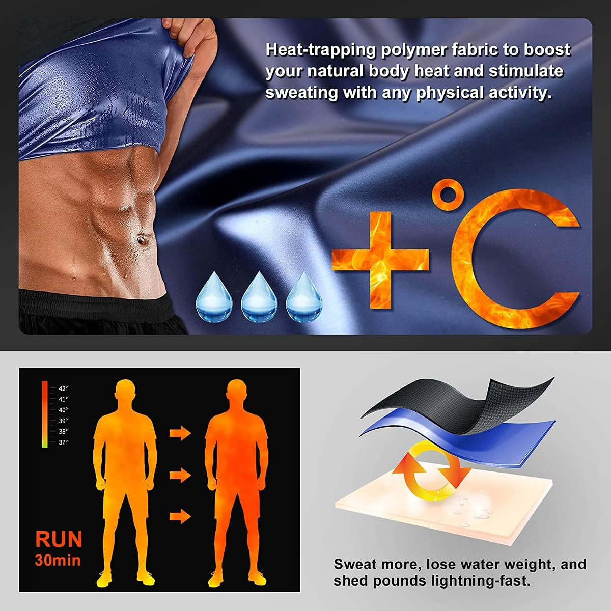 Men Sauna-Sweat-Shirt Slimming-Shapewear Comression-Fitness Slimmer-Saunasuits Body Shaper Tank Top Polymer Trainer