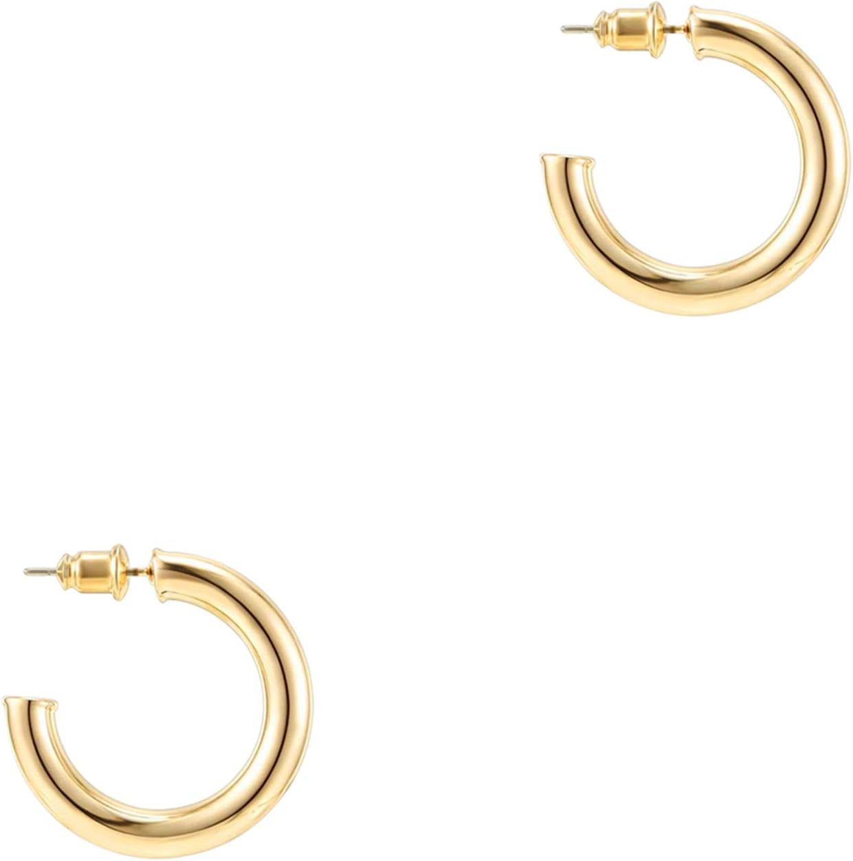 14K Gold Plated Hoop Earrings for Women - 3.5Mm Thick Infinity Gold Hoops Women Earrings - Plated Loop - Lightweight Set